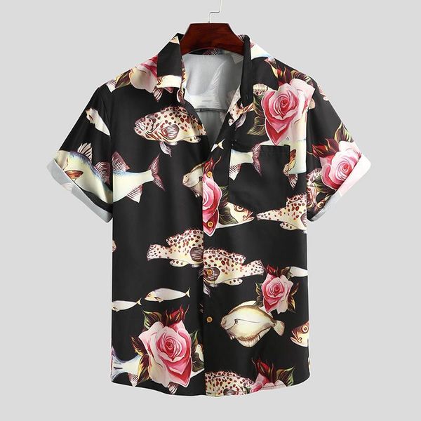 men's casual shirts 2021 men flower printed short sleeve lapel man loose breathable blusas hawaiian blouse hombre chemise 3xl, White;black
men's casual shirts 2021 men flower printed short sleeve lapel man loose breathable blusas hawaiian blouse hombre chemise 3xl, White;black