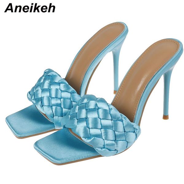 aneikeh women's summer square toe weave thin high heel leisure narrow band slip on slippers fashion ladies party shoes, Black
aneikeh women's summer square toe weave thin high heel leisure narrow band slip on slippers fashion ladies party shoes, Black