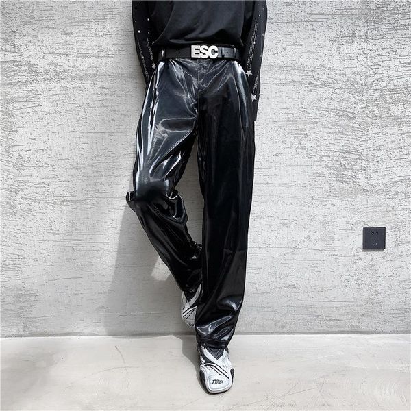 men's suits & blazers 2021 spring net trend personality streetwear bright pu leather trousers side tight waist loose casual pants, White;black
men's suits & blazers 2021 spring net trend personality streetwear bright pu leather trousers side tight waist loose casual pants, White;black