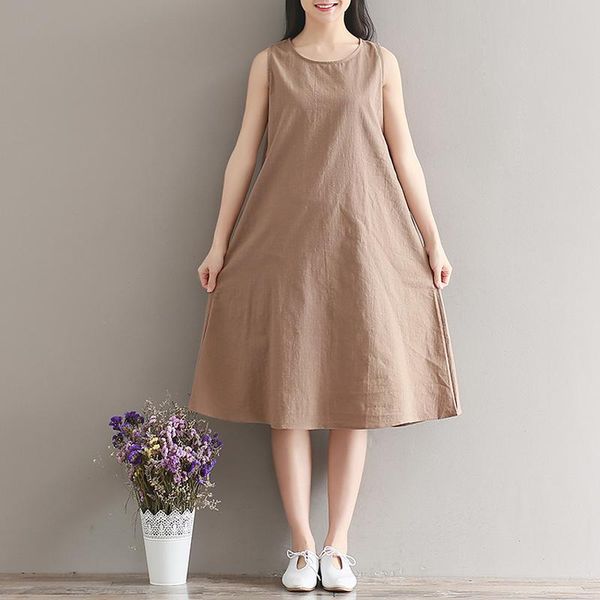 casual dresses cotton linen elegant summer women dress plus size sleeveless vestido boho midi women's clothing large sizes, Black;gray
casual dresses cotton linen elegant summer women dress plus size sleeveless vestido boho midi women's clothing large sizes, Black;gray