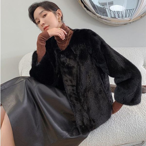 women's fur & faux 2021 women autumn winter slim mink jackets female thicken warm short coats ladies o-neck solid color outwears m599, Black
women's fur & faux 2021 women autumn winter slim mink jackets female thicken warm short coats ladies o-neck solid color outwears m599, Black
