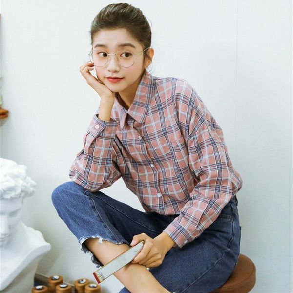 women's blouses & shirts 2021 autunm female plaid blouse casual korean style the school wind loose student shirt girls long sleeve wome, White
women's blouses & shirts 2021 autunm female plaid blouse casual korean style the school wind loose student shirt girls long sleeve wome, White