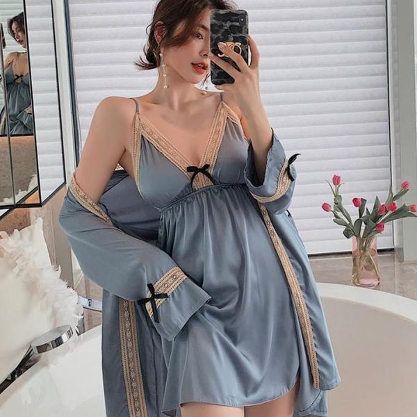 women's sleepwear gray wedding robe set bride bridesmaid women nightgown casual loose nightwear female satin intimate lingerie neg, Black;red
women's sleepwear gray wedding robe set bride bridesmaid women nightgown casual loose nightwear female satin intimate lingerie neg, Black;red