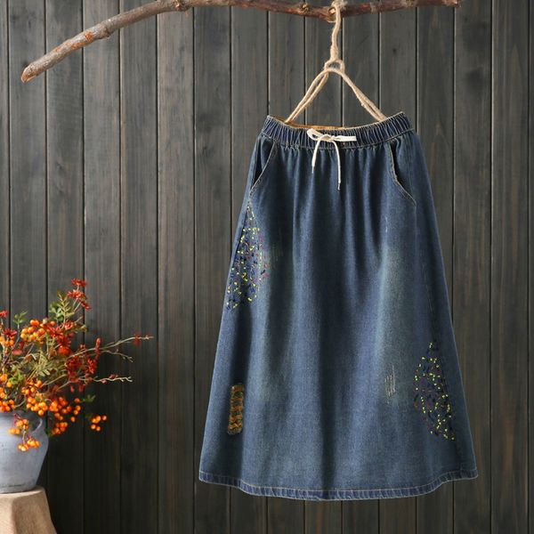 casual new literary embroidery drawstring denim skirt 2021 spring summer loose wild a-line long denim skirt large size 12542, Red
casual new literary embroidery drawstring denim skirt 2021 spring summer loose wild a-line long denim skirt large size 12542, Red