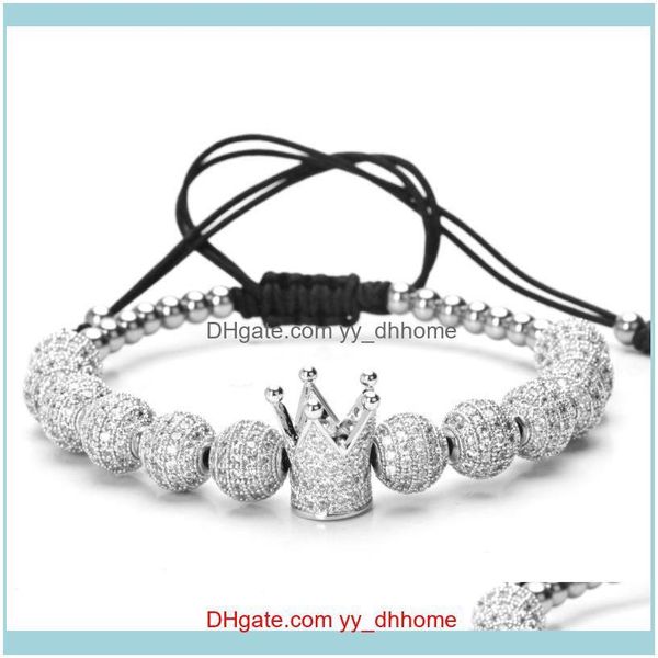 beaded, strands jewelrymen bileklik slivery crown charm bracelets jewelry diy 4mm round beads braided bracelet female pulseira zircon drop d, Black 
beaded, strands jewelrymen bileklik slivery crown charm bracelets jewelry diy 4mm round beads braided bracelet female pulseira zircon drop d, Black