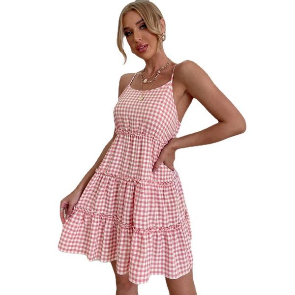 casual dresses 2021 european and american women's sleeveless suspender backless ruffle dress, Black;gray
casual dresses 2021 european and american women's sleeveless suspender backless ruffle dress, Black;gray