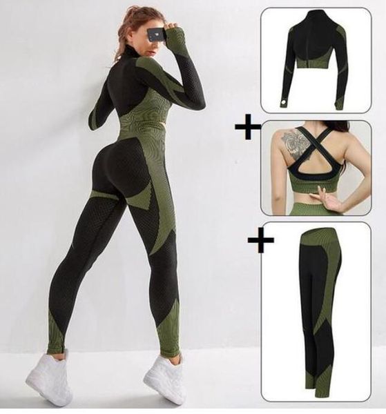 3pcs women seamless gym set yoga clothes bra suits clothing female fitness sport long sleeve suit running 08, Black
3pcs women seamless gym set yoga clothes bra suits clothing female fitness sport long sleeve suit running 08, Black