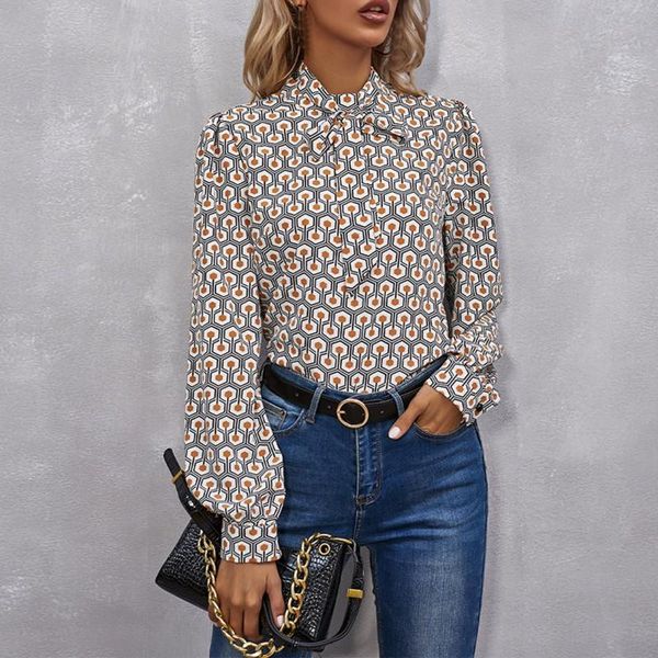 women's blouses & shirts spring autumn women casual long sleeve blouse elegant bow collar print ladies, White
women's blouses & shirts spring autumn women casual long sleeve blouse elegant bow collar print ladies, White