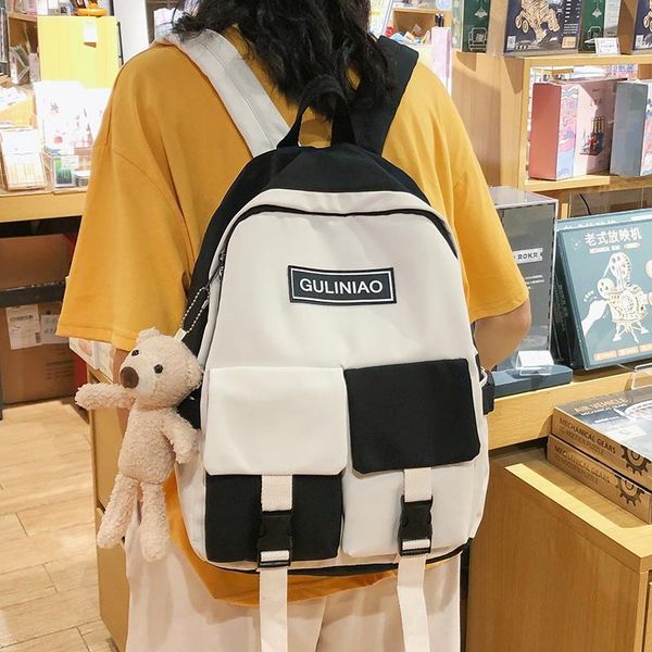 backpack fashion contrast patchwork waterproof nylon women double front pockets schoolbag for teenage girls 2021
backpack fashion contrast patchwork waterproof nylon women double front pockets schoolbag for teenage girls 2021