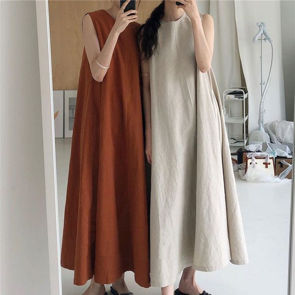 casual dresses 2021 women cotton linen o-neck sleeveless boho beach solid loose chic long vestidos femme streetwear z5wu, Black;gray
casual dresses 2021 women cotton linen o-neck sleeveless boho beach solid loose chic long vestidos femme streetwear z5wu, Black;gray
