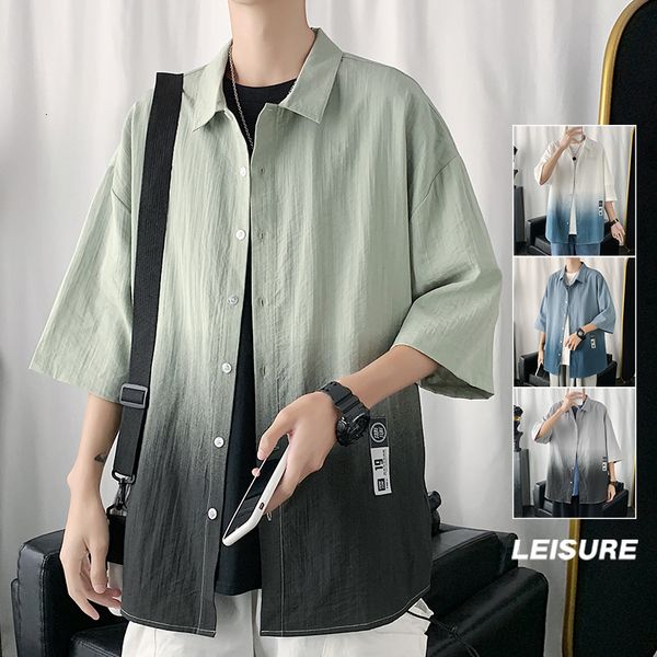 shirt men's fashion short sleeve ice silk linen 2021 summer design gradual change casual coat, White;black
shirt men's fashion short sleeve ice silk linen 2021 summer design gradual change casual coat, White;black