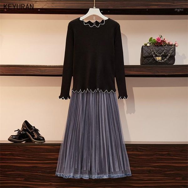 two piece dress plus size knitted picee set womans suits autumn spring slim knit + mesh a-line skirt suit clothes 2 women, White
two piece dress plus size knitted picee set womans suits autumn spring slim knit + mesh a-line skirt suit clothes 2 women, White
