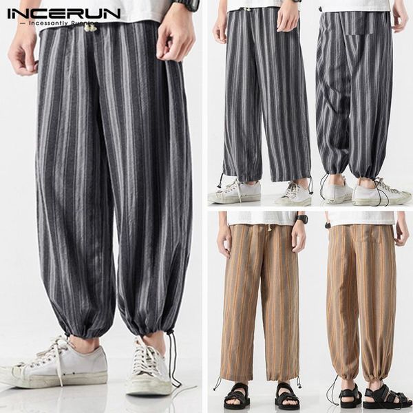 men's pants incerun men baggy casual cotton lacing trendy striped elastic waist daily wild trousers wide leg sweatpants pantalon, Black
men's pants incerun men baggy casual cotton lacing trendy striped elastic waist daily wild trousers wide leg sweatpants pantalon, Black