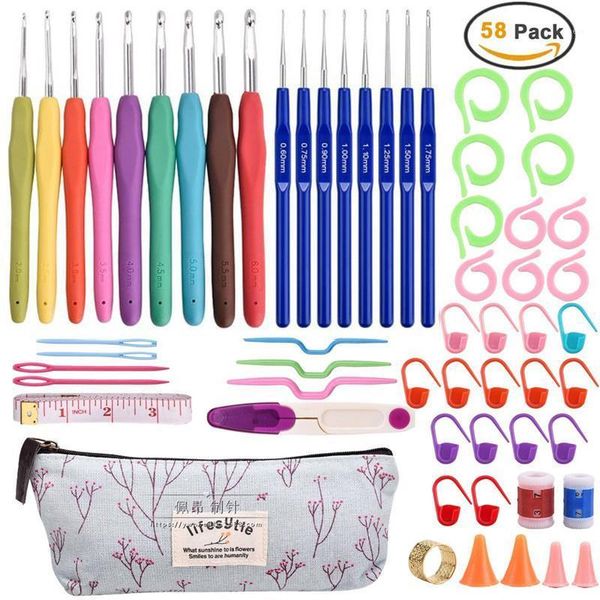 58pcs colorful soft handle crochet hooks set diy needles arts craft kit knitting bag stitch sewing tools notions &, Black
58pcs colorful soft handle crochet hooks set diy needles arts craft kit knitting bag stitch sewing tools notions &, Black