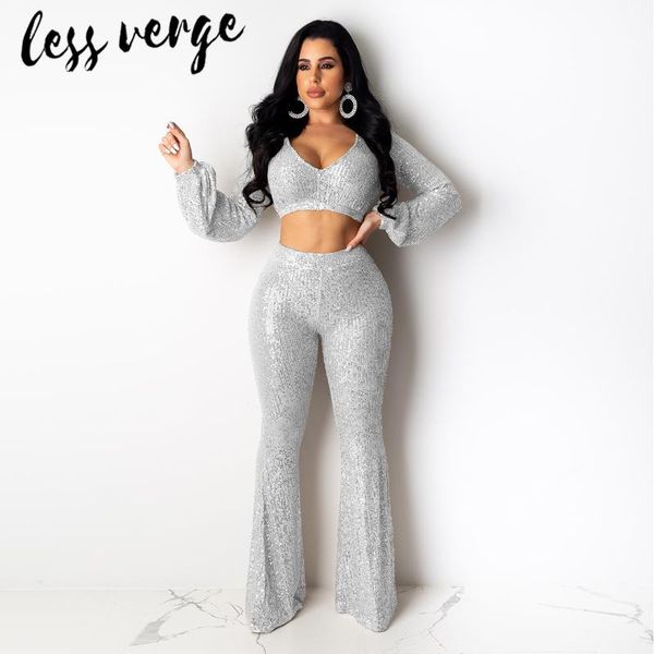 two piece dress lessverge club party silver pieces set sequin 2 long sleeve cropped pants women suits glitter outfits femme, White
two piece dress lessverge club party silver pieces set sequin 2 long sleeve cropped pants women suits glitter outfits femme, White