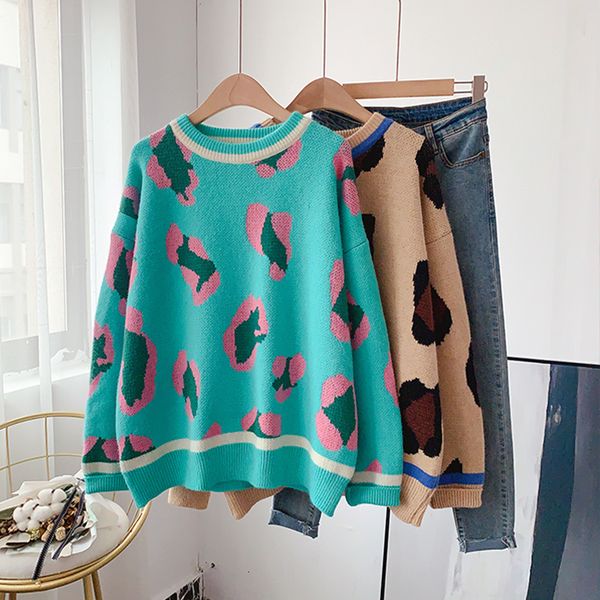 women's sweaters women winter sweater loose korean fashion long sleeve leopard pattern pullovers o neck vintage woman casual nzg1, White;black
women's sweaters women winter sweater loose korean fashion long sleeve leopard pattern pullovers o neck vintage woman casual nzg1, White;black