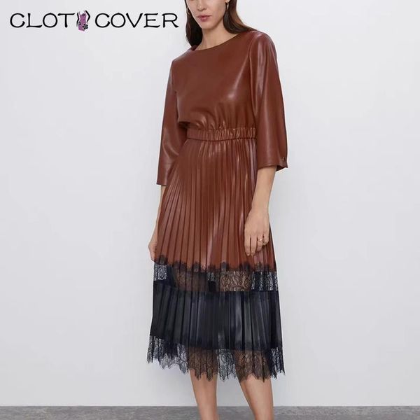faux leather lace splicing midi dress women pleated three quarter sleeve elegant vintage high street patchwork vestidos casual dresses, Black;gray
faux leather lace splicing midi dress women pleated three quarter sleeve elegant vintage high street patchwork vestidos casual dresses, Black;gray