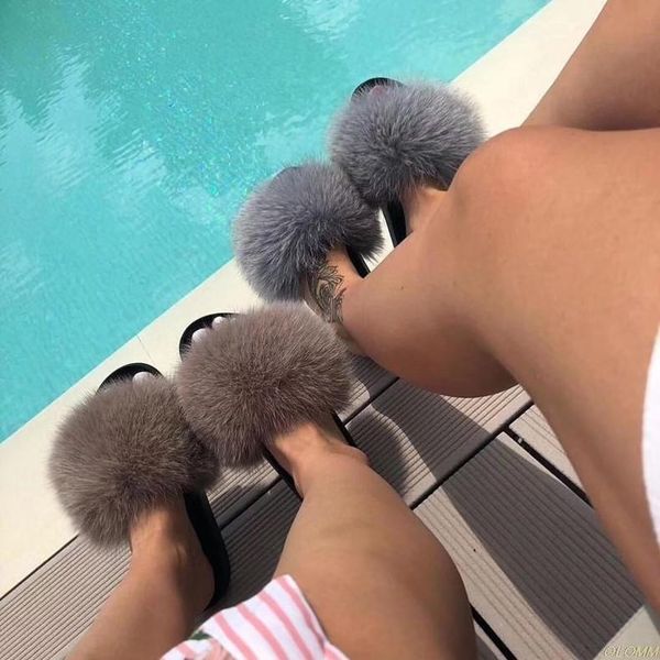 women summer casual fur slippers flat non-slip solid real hair slides large size 36-45, Black
women summer casual fur slippers flat non-slip solid real hair slides large size 36-45, Black