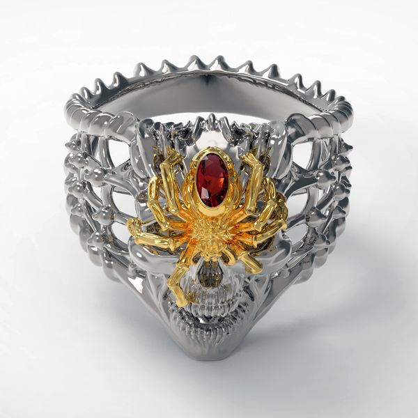 new jewelry fashion domineering spider skeleton inlaid red men's ring, Golden;silver
new jewelry fashion domineering spider skeleton inlaid red men's ring, Golden;silver