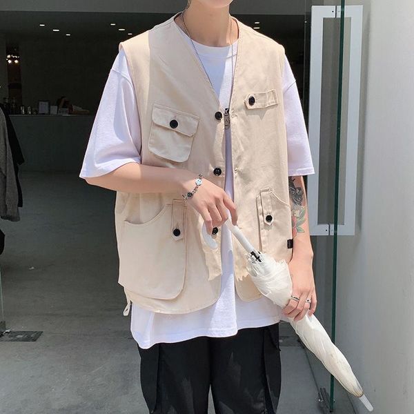 men's vests cotton vest fashion solid color casual multi-pocket tooling men streetwear wild loose sleeveless jacket mens m-3xl, Black;white
men's vests cotton vest fashion solid color casual multi-pocket tooling men streetwear wild loose sleeveless jacket mens m-3xl, Black;white