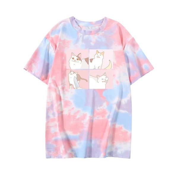 women's t-shirt cartoon four square grid cat print pattern cute summer tie dye women korean harajuku style streetwear casual female, White
women's t-shirt cartoon four square grid cat print pattern cute summer tie dye women korean harajuku style streetwear casual female, White
