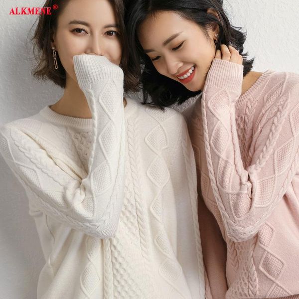 women's sweaters alkmene ladies round neck thick pullover sweater casual party loose wool knit bottoming shirt large size coat, White;black
women's sweaters alkmene ladies round neck thick pullover sweater casual party loose wool knit bottoming shirt large size coat, White;black