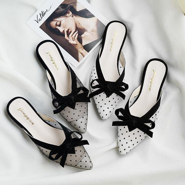 slippers summer women mesh polka dot mules shoes ladies bow pointed toe female fashion outside casual slides, Black
slippers summer women mesh polka dot mules shoes ladies bow pointed toe female fashion outside casual slides, Black