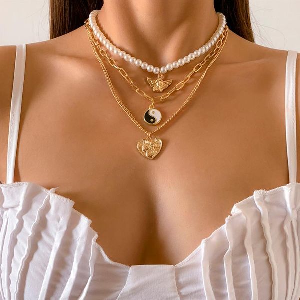 chokers lacteo 2021 fashion trendy y2k imitation pearls choker necklace steampunk angel heart tai chi pendant for women, Golden;silver
chokers lacteo 2021 fashion trendy y2k imitation pearls choker necklace steampunk angel heart tai chi pendant for women, Golden;silver