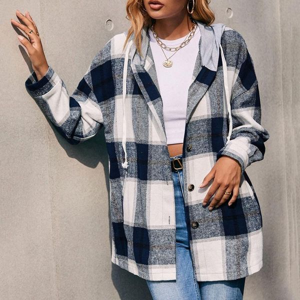 women's jackets 2022 womens retro thick plaid button flannel hooded long sleeve pockets women winter coat female outwear, Black;brown
women's jackets 2022 womens retro thick plaid button flannel hooded long sleeve pockets women winter coat female outwear, Black;brown