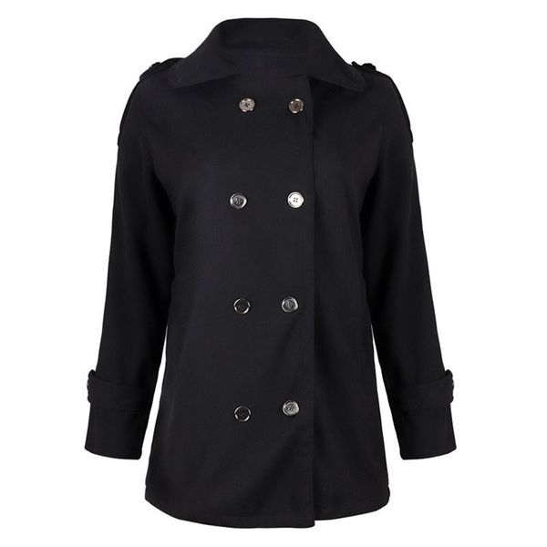 women's wool & blends coat autumn and winter european american style fashion slim shirt lapel double-breasted monochrome wild b49, Black
women's wool & blends coat autumn and winter european american style fashion slim shirt lapel double-breasted monochrome wild b49, Black