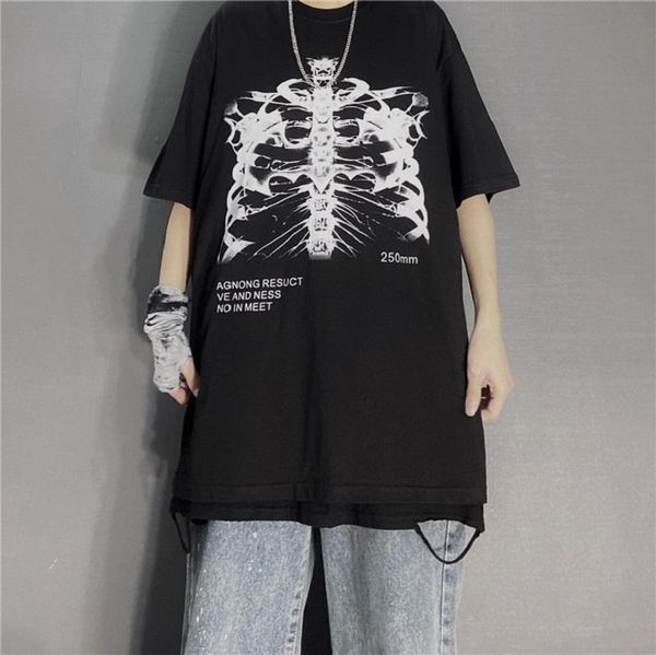 women's t-shirt oversized t-shirts trendy skeleton letter print short sleeve round neck gothic punk t shirt streetwear, White
women's t-shirt oversized t-shirts trendy skeleton letter print short sleeve round neck gothic punk t shirt streetwear, White
