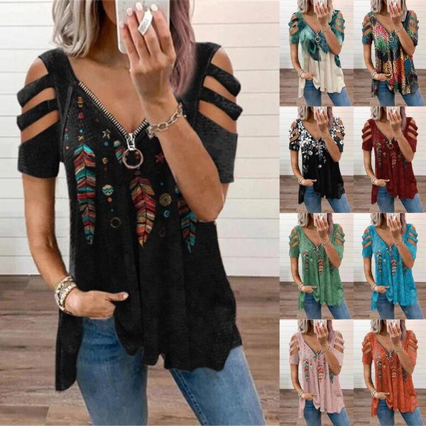 women's t-shirt women summer zipper v-neck loose t shirt hollow out short sleeve casual printed shirts plus size pullover, White
women's t-shirt women summer zipper v-neck loose t shirt hollow out short sleeve casual printed shirts plus size pullover, White
