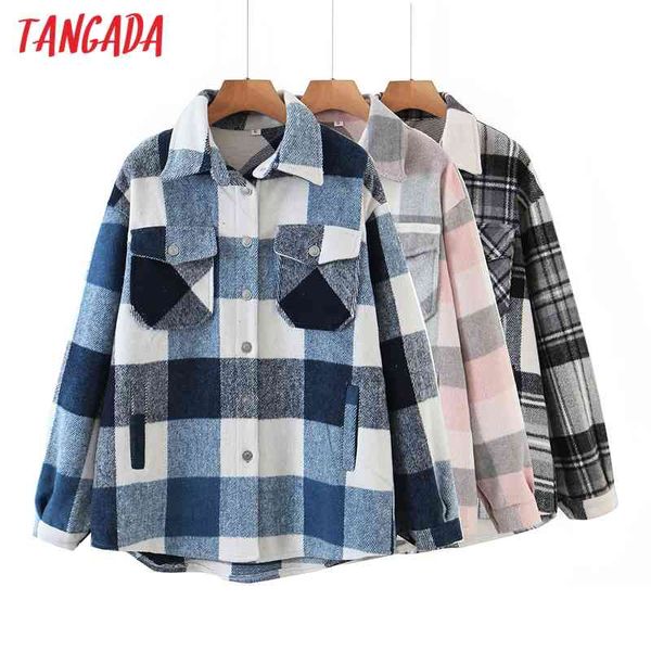autumn winter women oversized pink plaid print chic casual jacket pocket outwear female outfit qw49 210416, Black;brown
autumn winter women oversized pink plaid print chic casual jacket pocket outwear female outfit qw49 210416, Black;brown