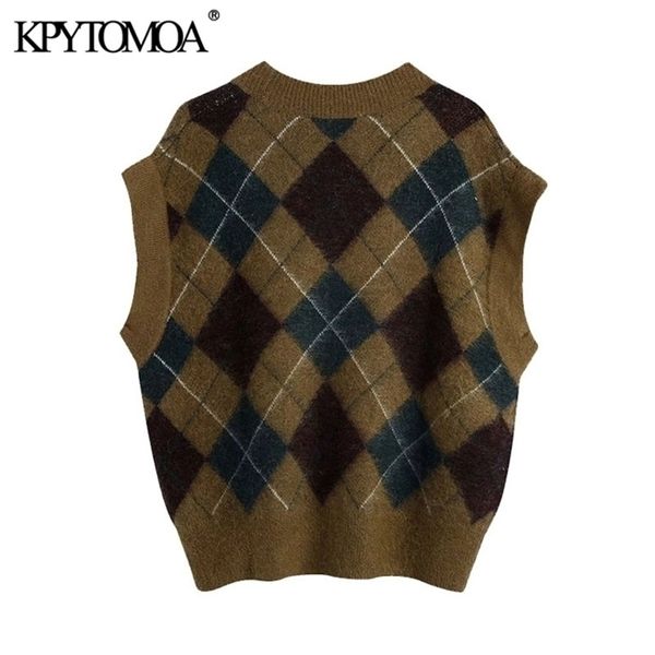 kpytomoa women fashion argyle loose knitted vest sweater vintage v neck sleeveless female waistcoat chic, Black;white
kpytomoa women fashion argyle loose knitted vest sweater vintage v neck sleeveless female waistcoat chic, Black;white