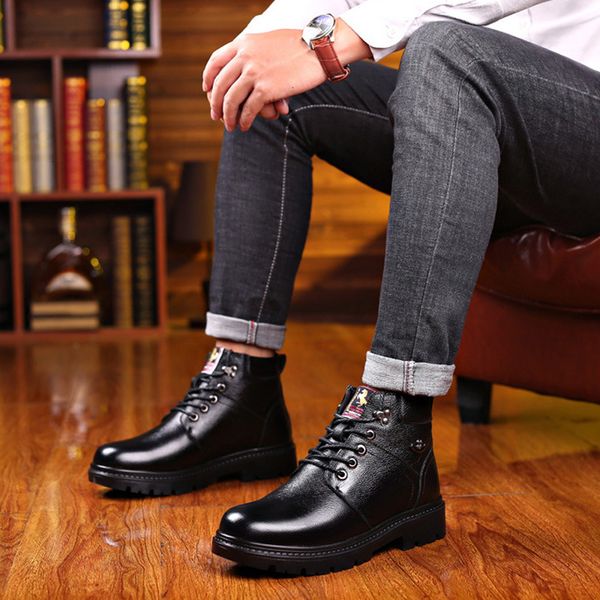 dress shoes bota de neve masculina, bota cano curto couro legtimo motocicleta quente para homens outono no4n, Black
dress shoes bota de neve masculina, bota cano curto couro legtimo motocicleta quente para homens outono no4n, Black