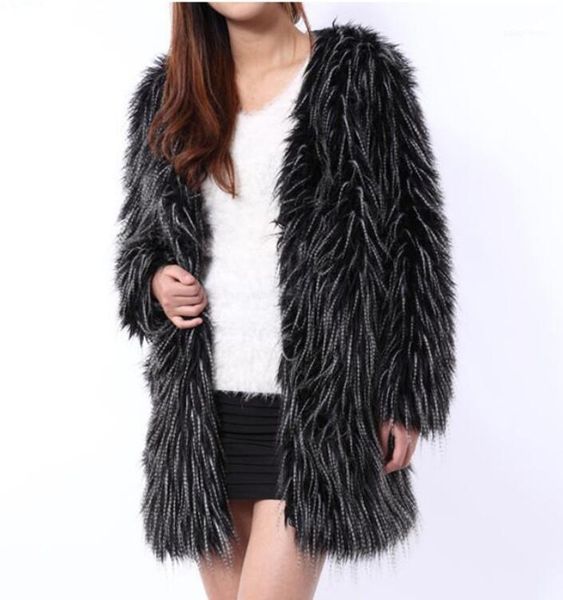 women's fur & faux european and american autumn winter clothing fashion long-sleeved coat imitation peacock women, Black
women's fur & faux european and american autumn winter clothing fashion long-sleeved coat imitation peacock women, Black