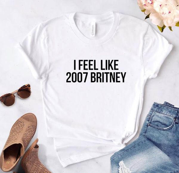 women t shirt i feel like britney letters print short sleeve o neck loose, White
women t shirt i feel like britney letters print short sleeve o neck loose, White