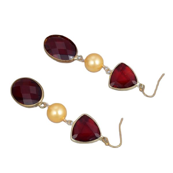 guaiguai jewelry natural gold color sea shell pearl red crystal earrings for women, Silver
guaiguai jewelry natural gold color sea shell pearl red crystal earrings for women, Silver