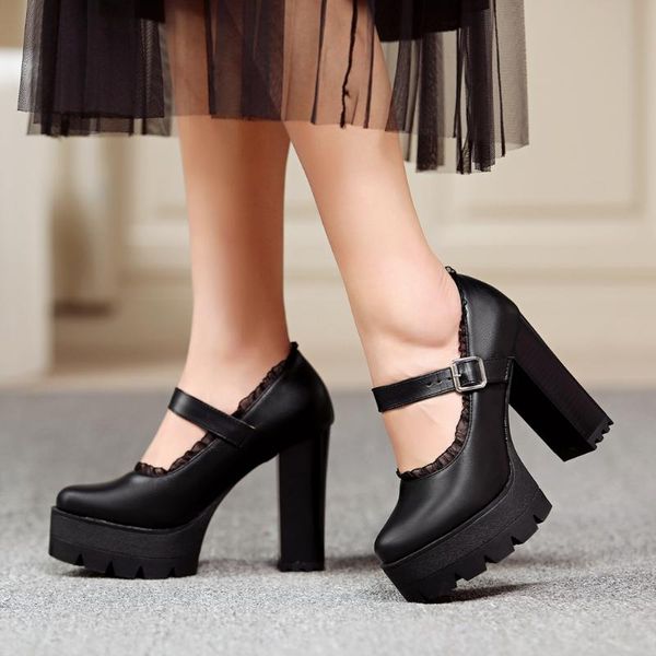 dress shoes bonjomarisa brand female pumps buckle solid shallowround toe platform sandals women high heel trendy mature woman, Black
dress shoes bonjomarisa brand female pumps buckle solid shallowround toe platform sandals women high heel trendy mature woman, Black
