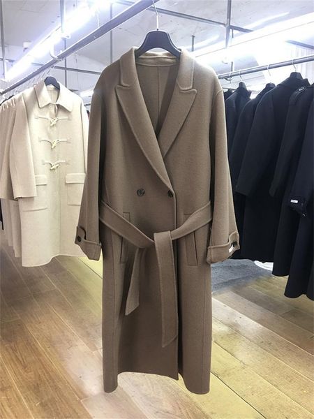 women's wool & blends autumn winter spring ladies mid length woolen coat double sided 100% cashmere flyr055, Black
women's wool & blends autumn winter spring ladies mid length woolen coat double sided 100% cashmere flyr055, Black