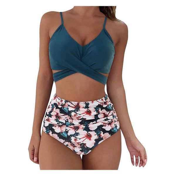 women's swimwear 2021 floral print bikini set push up bathing high waist swimsuit plus size beachwear, White;black
women's swimwear 2021 floral print bikini set push up bathing high waist swimsuit plus size beachwear, White;black