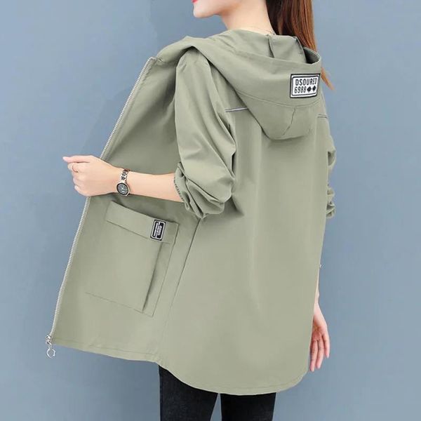 women's trench coats spring autumn windbreaker female jacket korean hooded thin outerwear loose plus size casual women basic coat outc, Tan;black
women's trench coats spring autumn windbreaker female jacket korean hooded thin outerwear loose plus size casual women basic coat outc, Tan;black