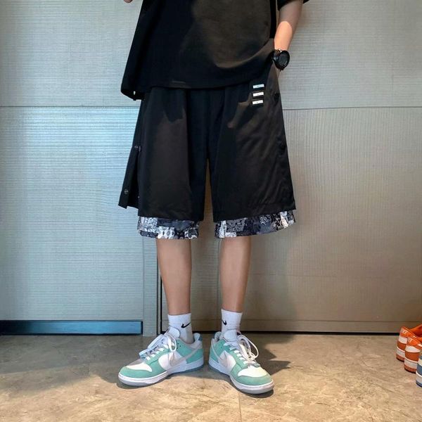 men's shorts cashew flower summer wear trendy brand hip-hop loose trend fake two pieces of casual breasted five-point pants, White;black
men's shorts cashew flower summer wear trendy brand hip-hop loose trend fake two pieces of casual breasted five-point pants, White;black