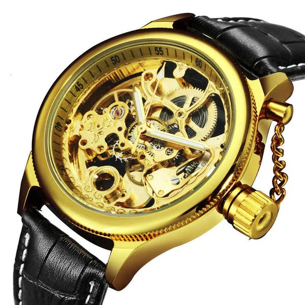 brand luxury golden refining automatic mechanical clock men skeleton carved dial leather band fashion dress clocks, Slivery;brown
brand luxury golden refining automatic mechanical clock men skeleton carved dial leather band fashion dress clocks, Slivery;brown