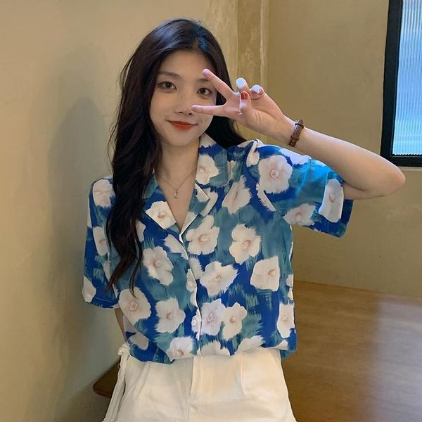 women's blouses & shirts women summer ins casual shirt loose blue printed womens and blusas mujer de moda 2021, White
women's blouses & shirts women summer ins casual shirt loose blue printed womens and blusas mujer de moda 2021, White