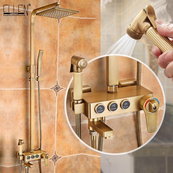 thermostatic shower sets antique bronze rain faucet with bidet spray bathroom rainfall el4103
thermostatic shower sets antique bronze rain faucet with bidet spray bathroom rainfall el4103
