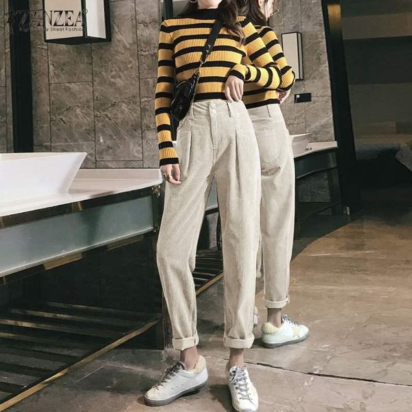 women's pants & capris spring solid corduroy zanzea vintage zipper work trousers women casual high waist loose long harem pantalon fema, Black;white
women's pants & capris spring solid corduroy zanzea vintage zipper work trousers women casual high waist loose long harem pantalon fema, Black;white