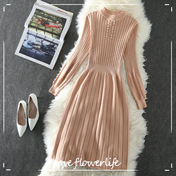 autumn winter knitted dress women long sleeve half high collar long sweater dresses female elasticity pleated dress vestidos 210521, Black;gray
autumn winter knitted dress women long sleeve half high collar long sweater dresses female elasticity pleated dress vestidos 210521, Black;gray
