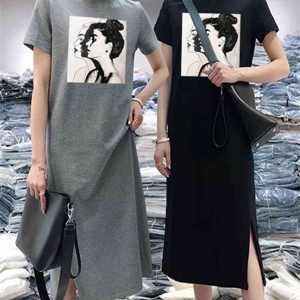 summer women daisy dress short sleeve casual bottoming print midi black tshirt dresses o-neck woman korean clothes vestidos 210409, Black;gray
summer women daisy dress short sleeve casual bottoming print midi black tshirt dresses o-neck woman korean clothes vestidos 210409, Black;gray
