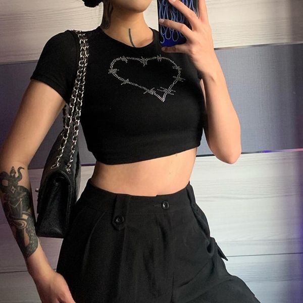 women eart diamond printed y2k crop vintage retro aesthetic 90s tees casual crewneck short sleeves tshirts women's t-shirt, White
women eart diamond printed y2k crop vintage retro aesthetic 90s tees casual crewneck short sleeves tshirts women's t-shirt, White